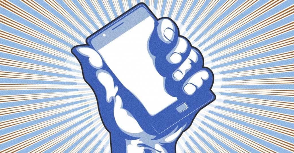 ilustração de mão segurando celular