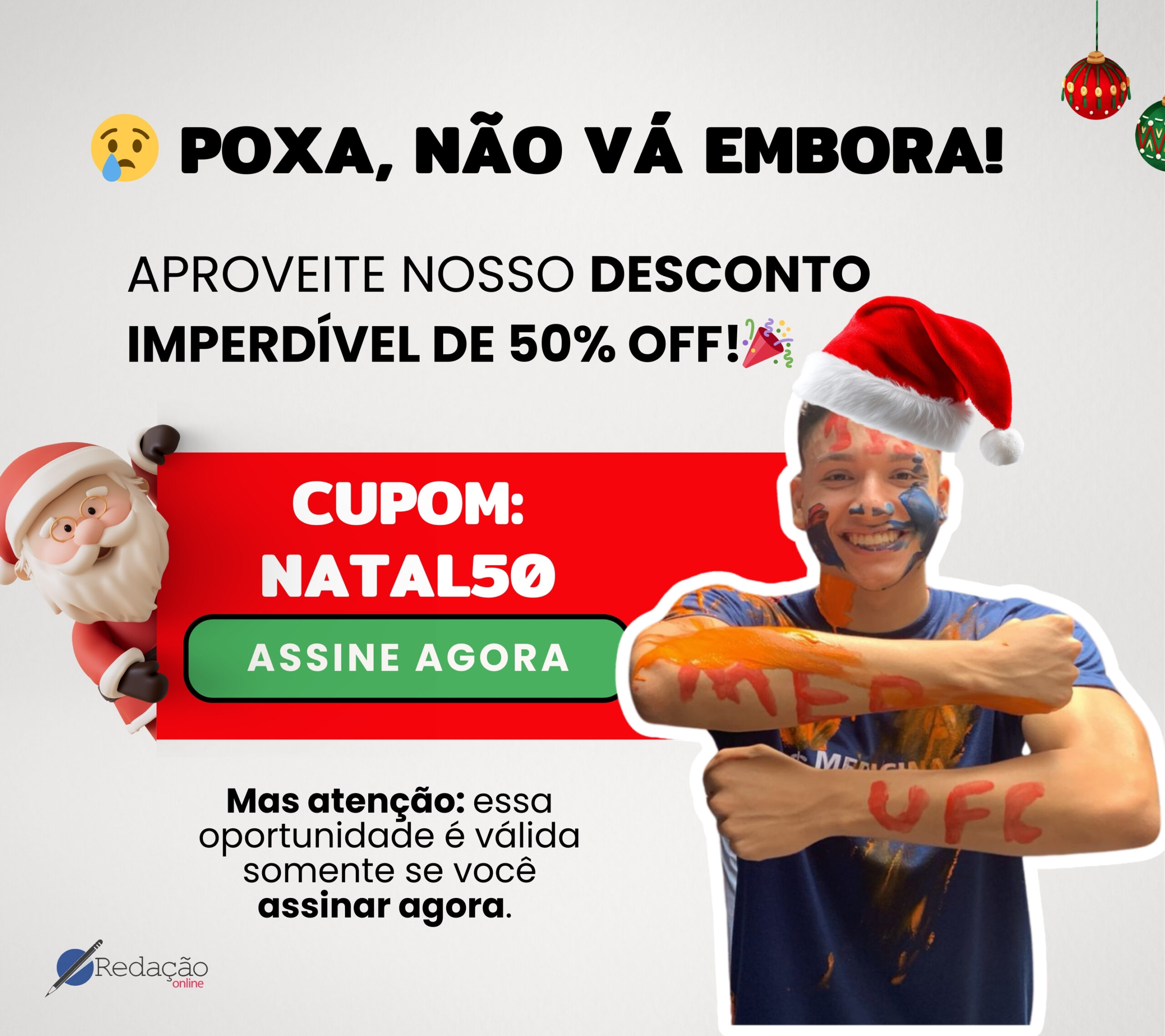 Pop-up de vendas Natal com 50% OFF